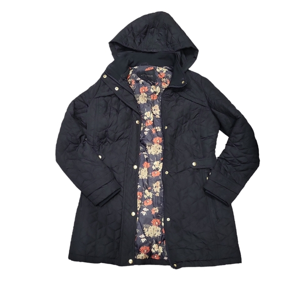 Weatherproof women's quilted hooded adjustable waist winter coat, black M - Picture 1 of 11